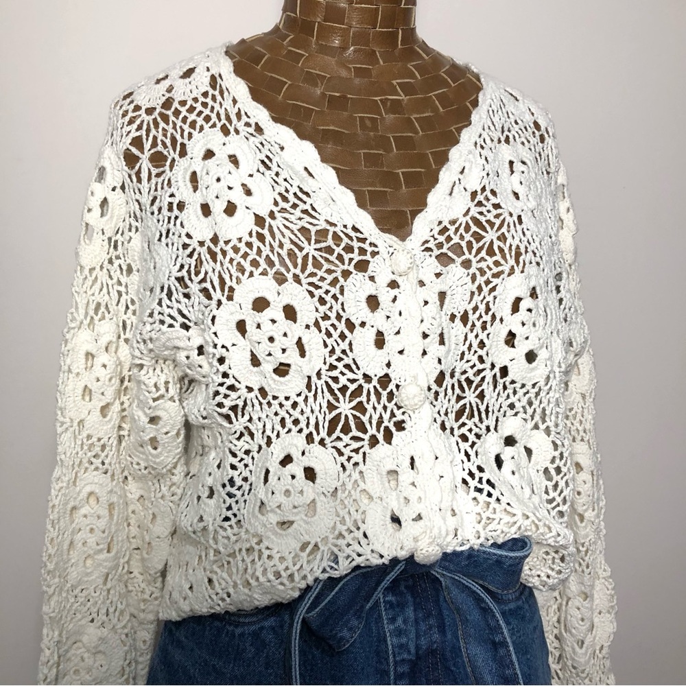 Vintage Floral Crochet Cardigan